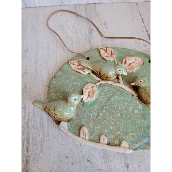 Vintage ceramic green bird Branch hanging home decor unique - Picture 2 of 6
